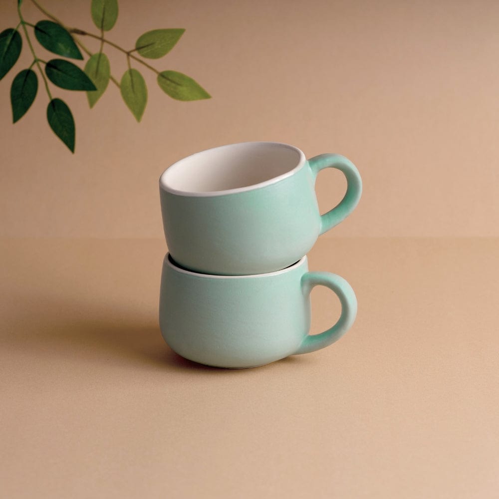 Ocean Green Ceramic Mug, Set of 2