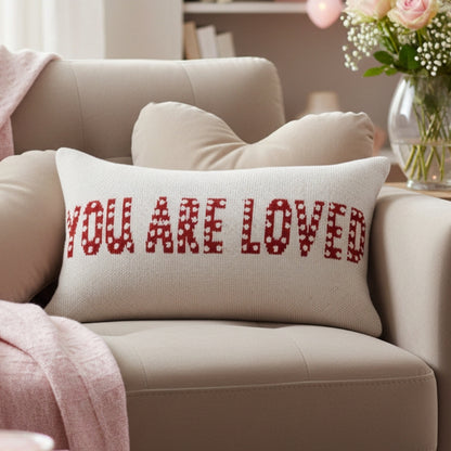 Decorative Knitted Jacquard Cushion Cover, Red