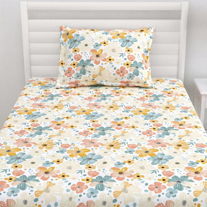 Hawaiian Petals 100% Cotton Single Bedsheet, 144 TC