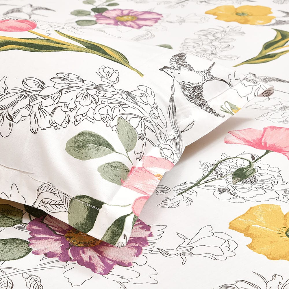 Lush Petals, 100% Cotton Double Size Bedsheet, 186 TC