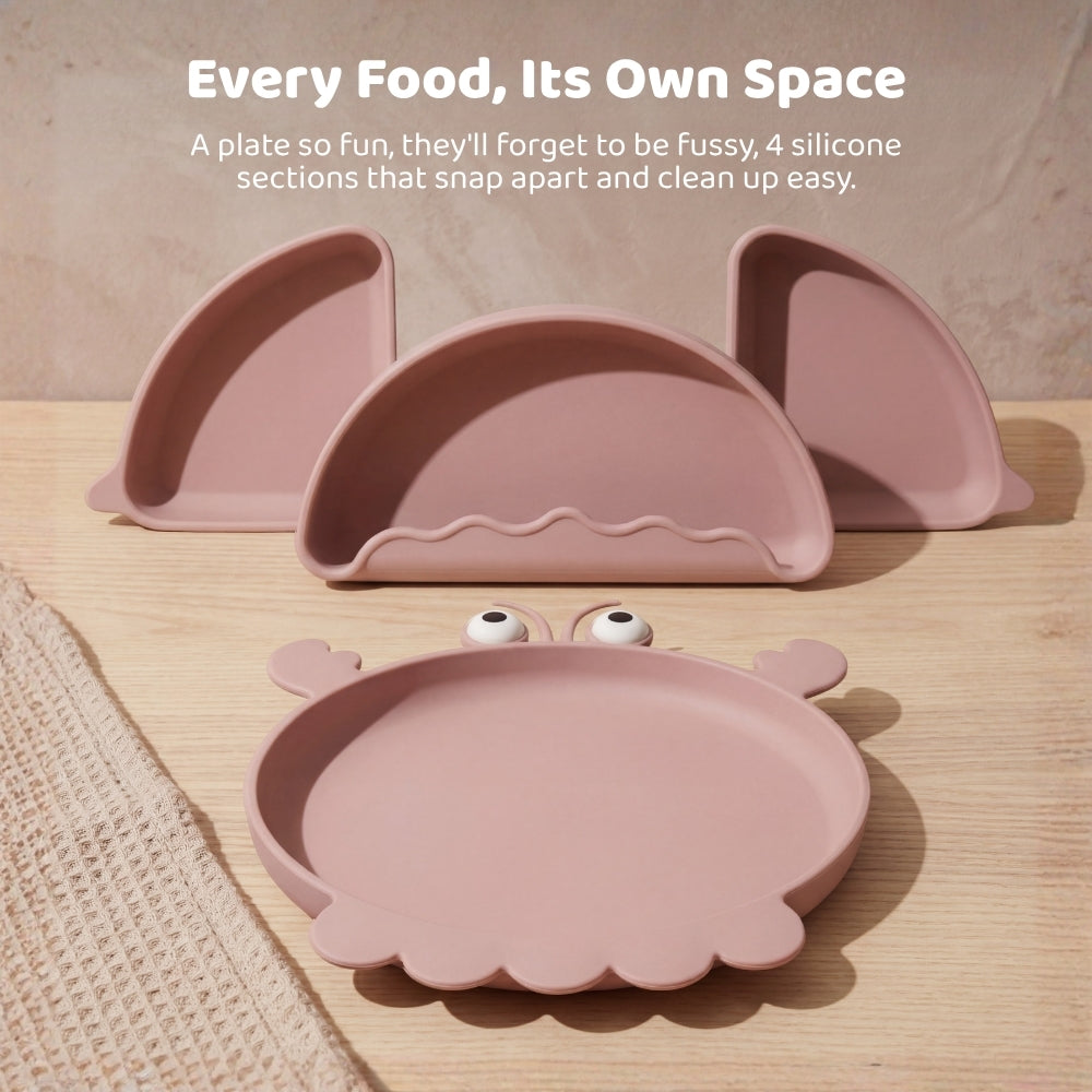 Baby Crab Silicon Suction Plate With 3 Section Plate, (4Months+)