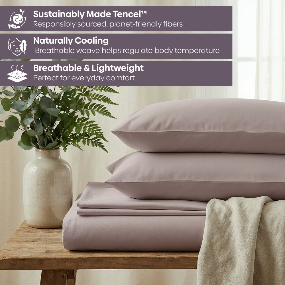 Tencel 300 TC King Flat Bedsheet- Lavender Fog