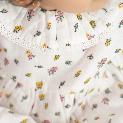 100% Cotton Blossia Frock with Blommer- White