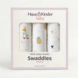 Jungle Party Collection Muslin Swaddle- Pack Of 3