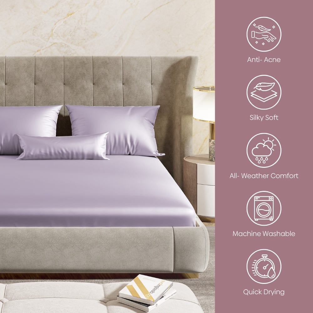 Satin Royale Serene Lilac 300TC Satin King Bedsheet