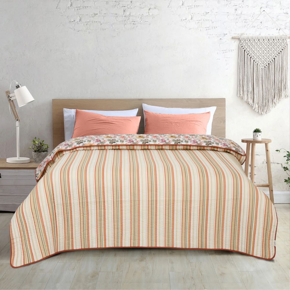 Digital Printed Ultra Soft Peach Finish Reversible Comforter, Shibui Bloom