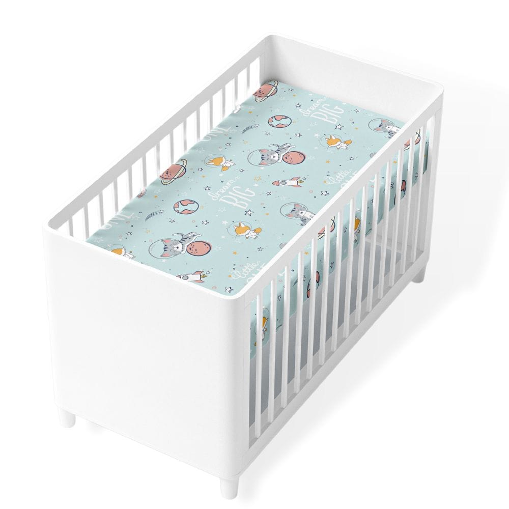 100% cotton fitted crib sheet, Pack of 1 (52*28*8Inch), Spacewalk