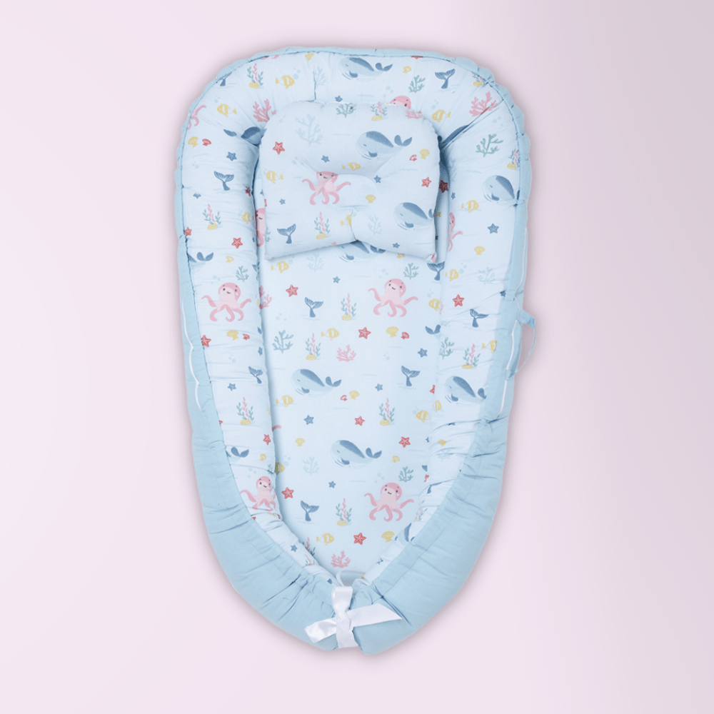 Vitamin Sea Baby Sleeping Nest, Portable Adjustable Newborn Crib Bassinet, 0-24 Months