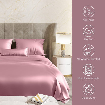 Satin Royale Muted Rose 300TC Satin Double Bedsheet