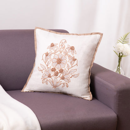 Embroidered Decorative Cushion Cover, Ivory Grace