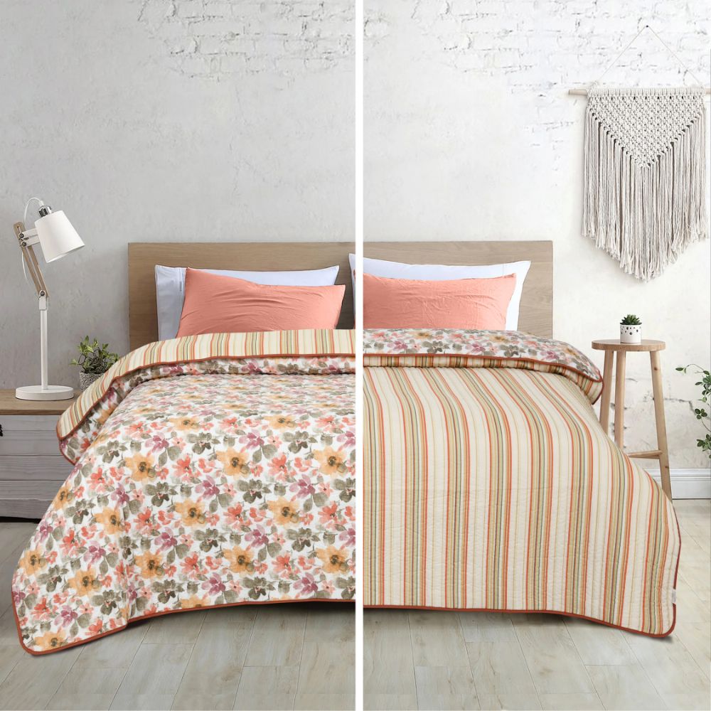 Digital Printed Ultra Soft Peach Finish Reversible Comforter, Shibui Bloom