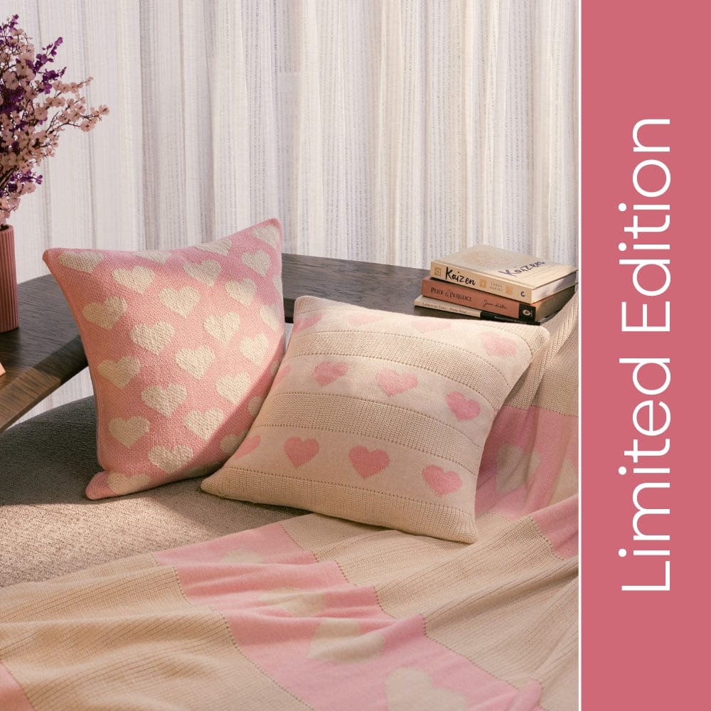 Blush Heart Duo : Pack of 2 Cushion Cover