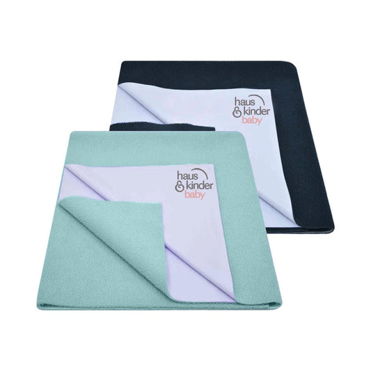 Waterproof Quick Dry Sheet for Baby, Sky & Navy Blue, Pack of 2