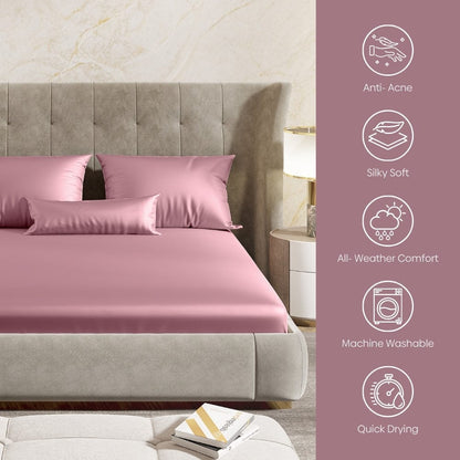 Satin Royale Muted Rose 300TC Satin Double Bedsheet