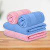 Hand Towel Set of 4, 100% Cotton, Pink & Skyblue
