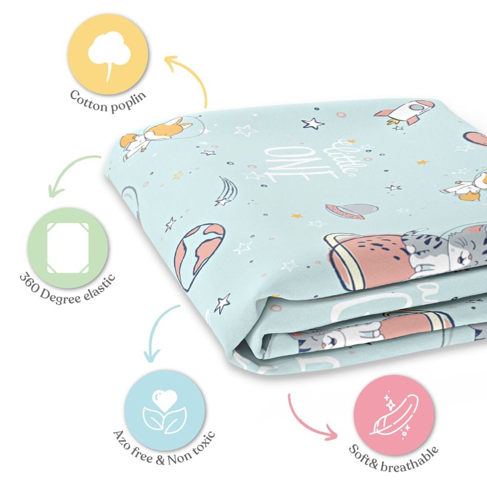 100% cotton fitted crib sheet, Pack of 1 (52*28*8Inch), Spacewalk