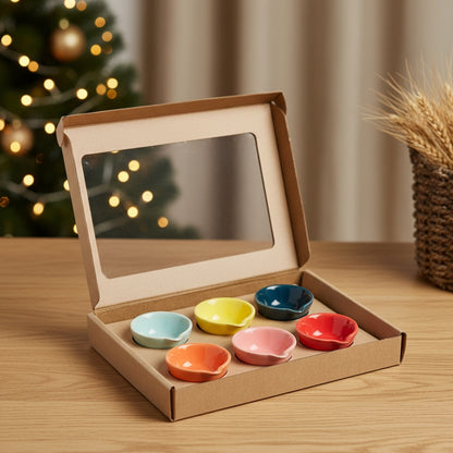 Ceramic Mixcolour Diya, Set of 6