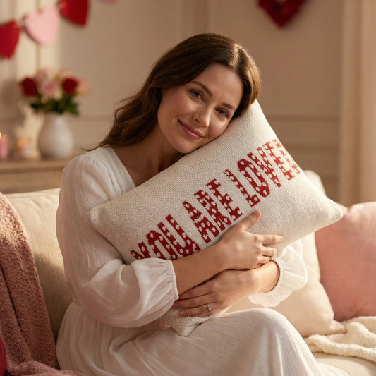 Decorative Knitted Jacquard Cushion Cover, Red