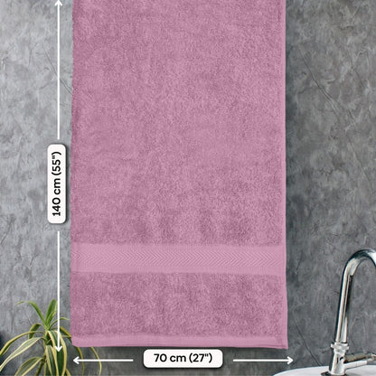 Bath Towel Set of 2, 100% Cotton, Pink & Lilac