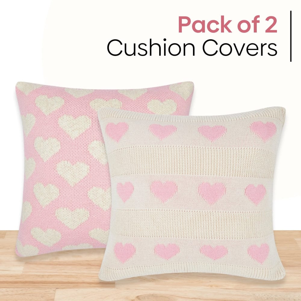 Blush Heart Duo : Pack of 2 Cushion Cover