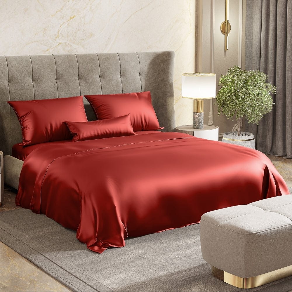 Satin Royale Scarlet Desire Red 300TC Satin Double Bedsheet