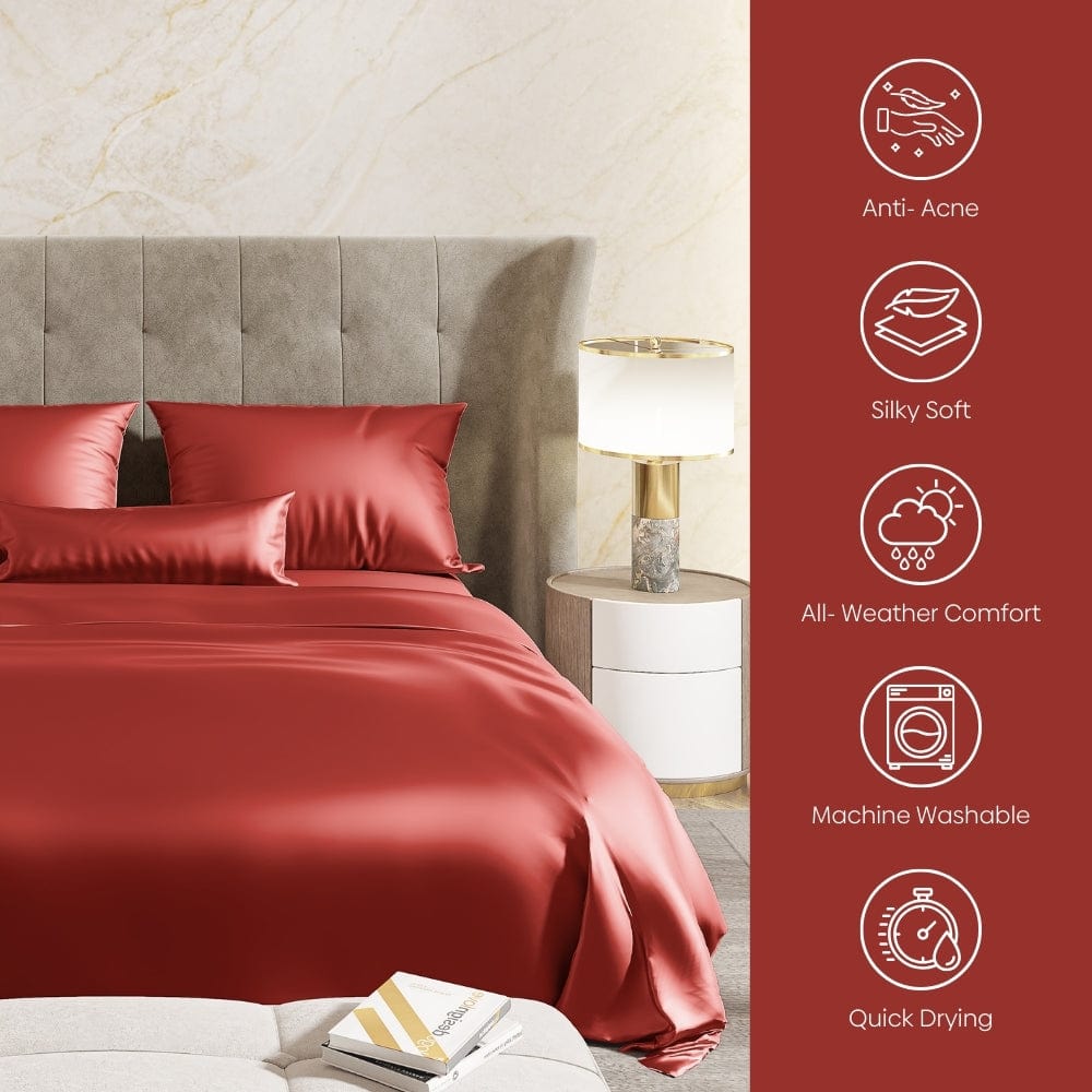 Satin Royale Scarlet Desire Red 300TC Satin Double Bedsheet