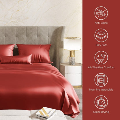 Satin Royale Scarlet Desire Red 300TC Satin King Bedsheet