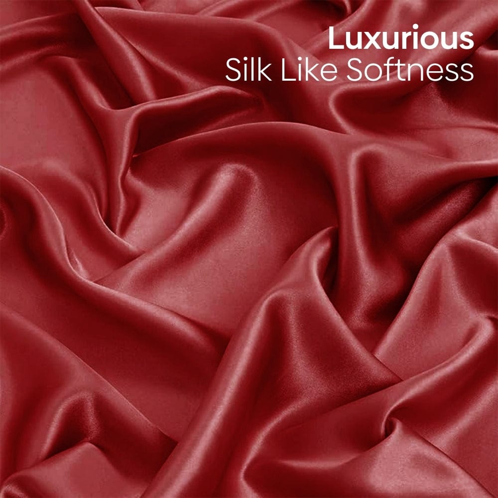 Satin Royale Scarlet Desire Red 300TC Satin King Bedsheet