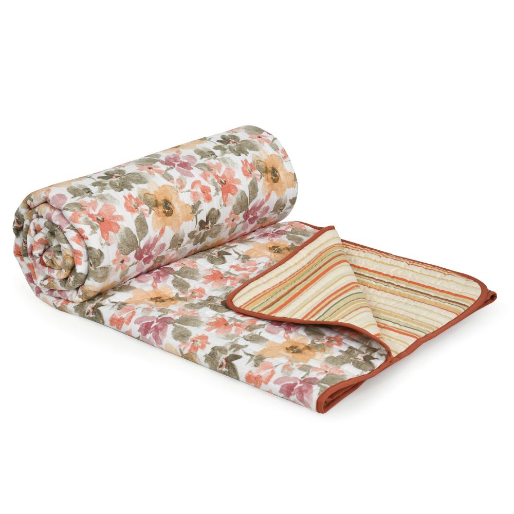 Digital Printed Ultra Soft Peach Finish Reversible Comforter, Shibui Bloom