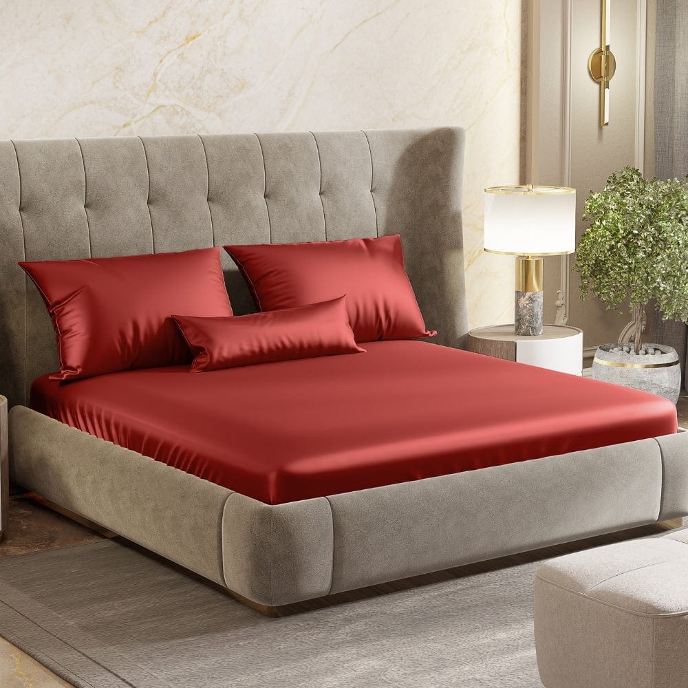 Satin Royale Scarlet Desire Red 300TC Satin Double Bedsheet