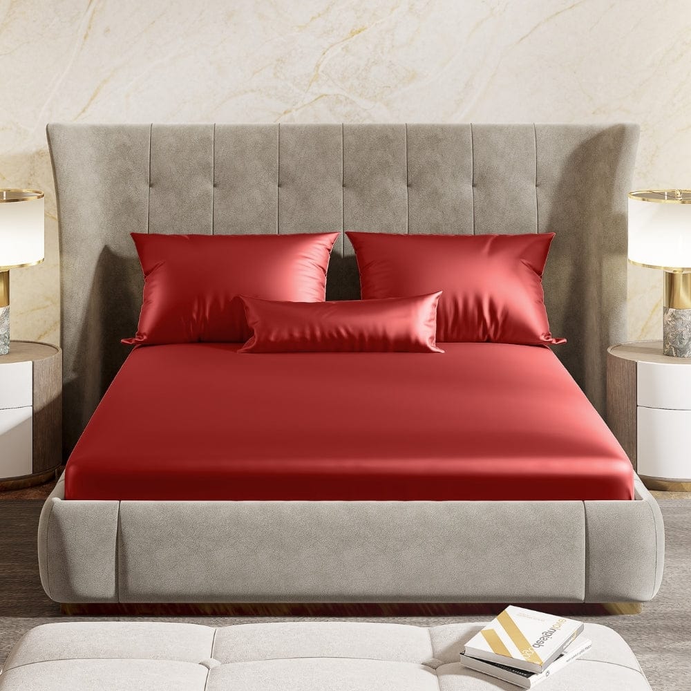 Satin Royale Scarlet Desire Red 300TC Satin Double Bedsheet