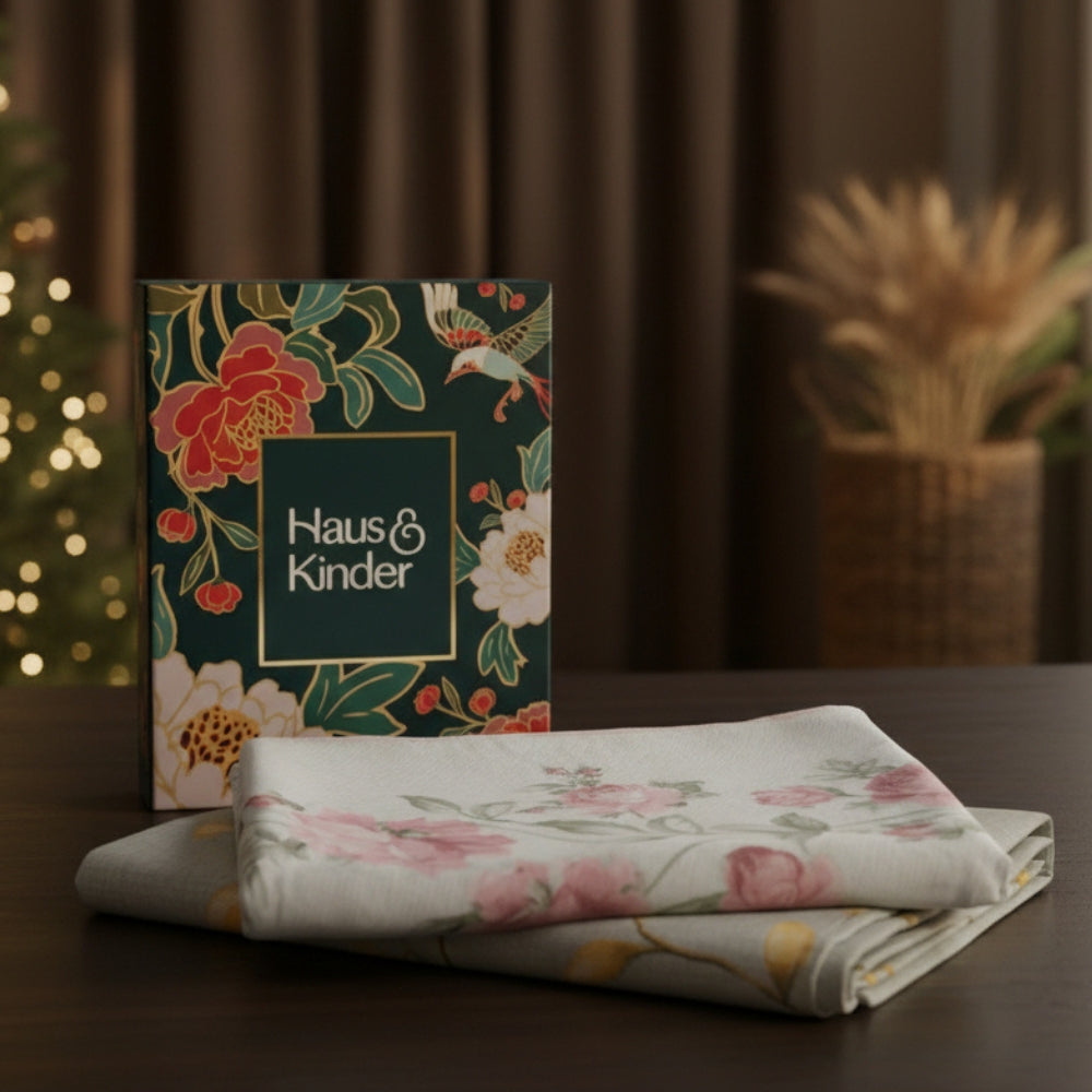 Florence Single Bed Sheet Set of 4, Ivory & Pink