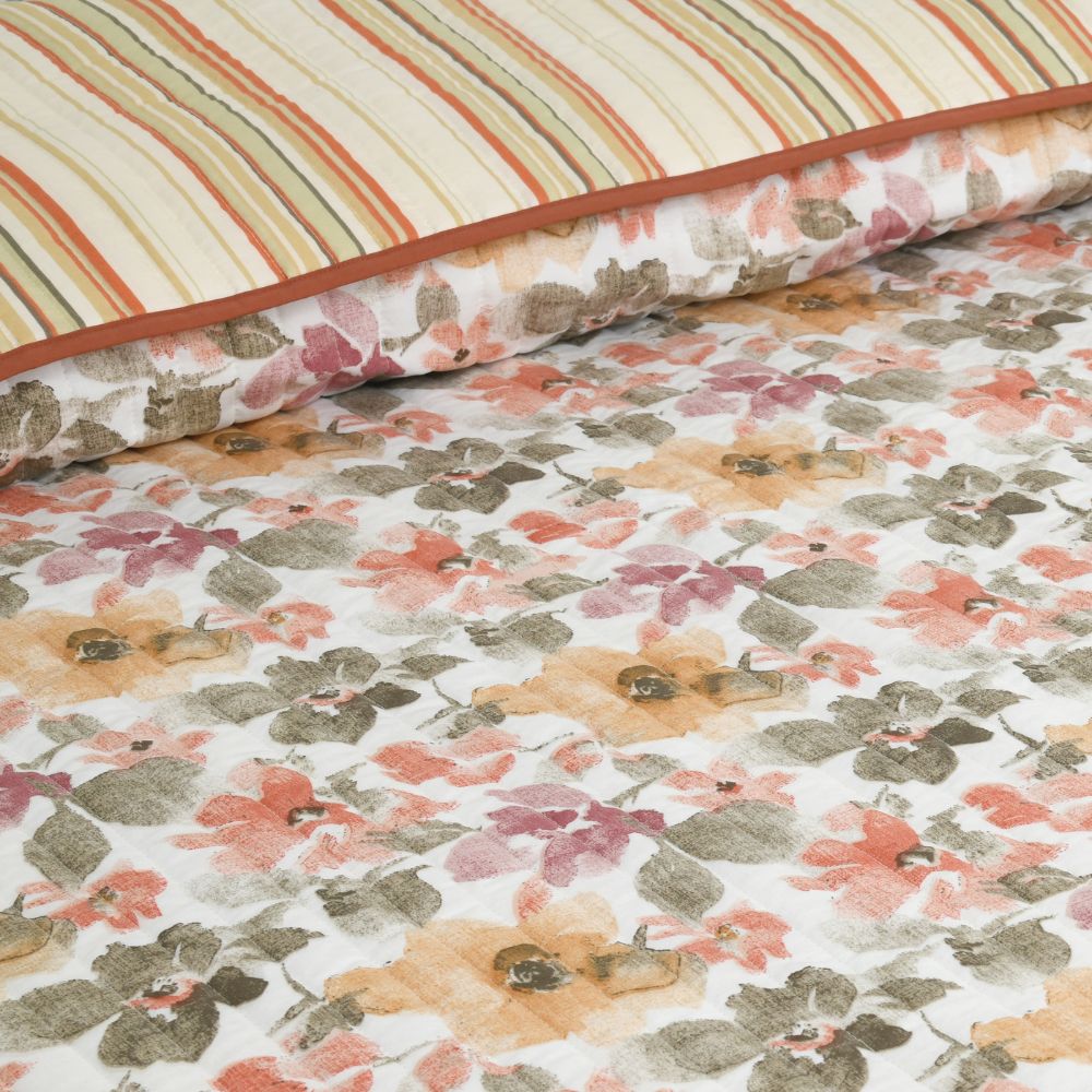 Digital Printed Ultra Soft Peach Finish Reversible Comforter, Shibui Bloom