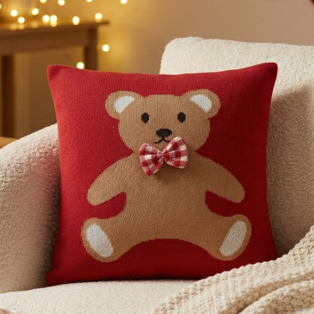 Knitted Jacquard Decorative Red Cushion Cover