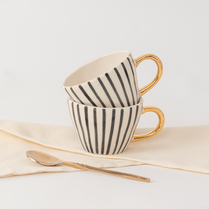 Lovestruck stripe ceramic cup, Set of 2