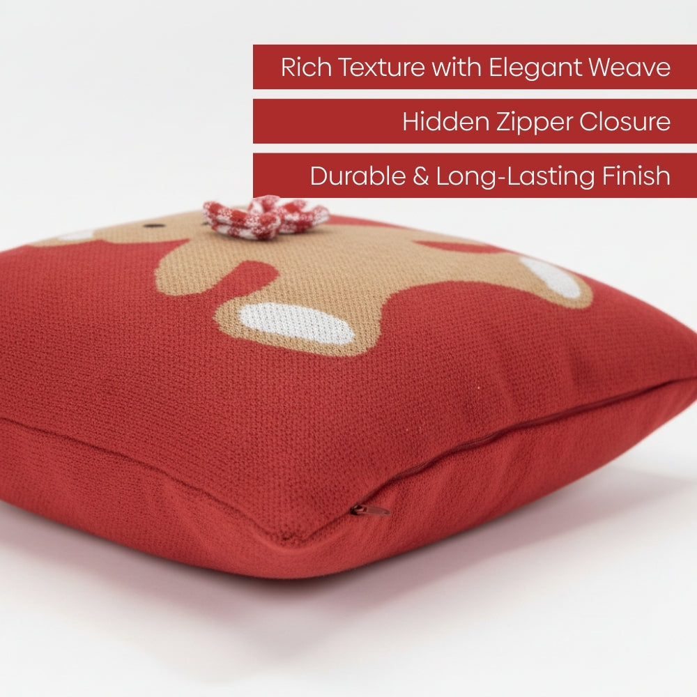 Knitted Jacquard Decorative Red Cushion Cover