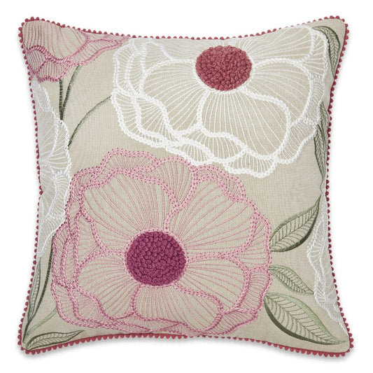 Embroidered Decorative Cushion Cover, Outline Floral