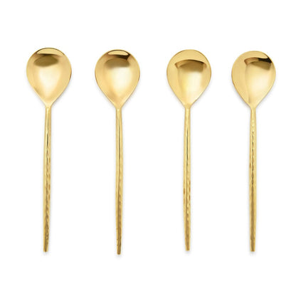 Hammered Champagne Gold Tea Spoon, set of 4