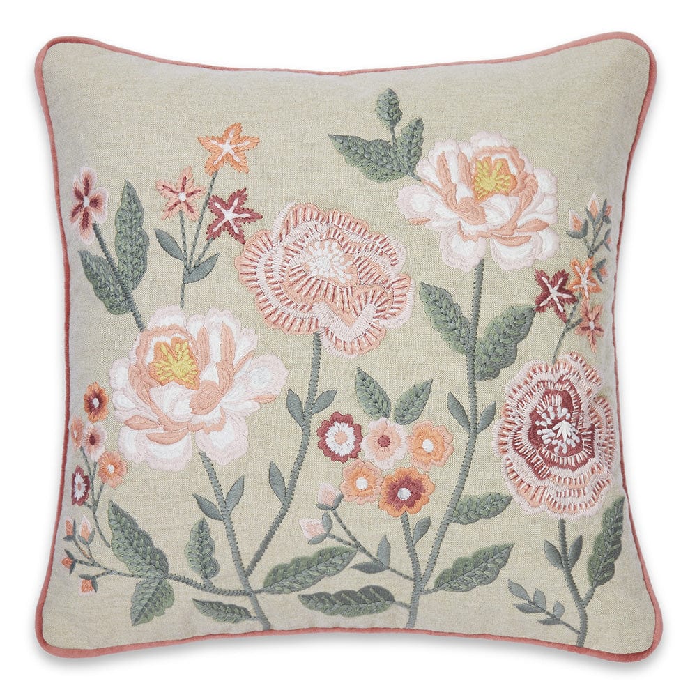Embroidered Decorative Cushion Cover, Roses