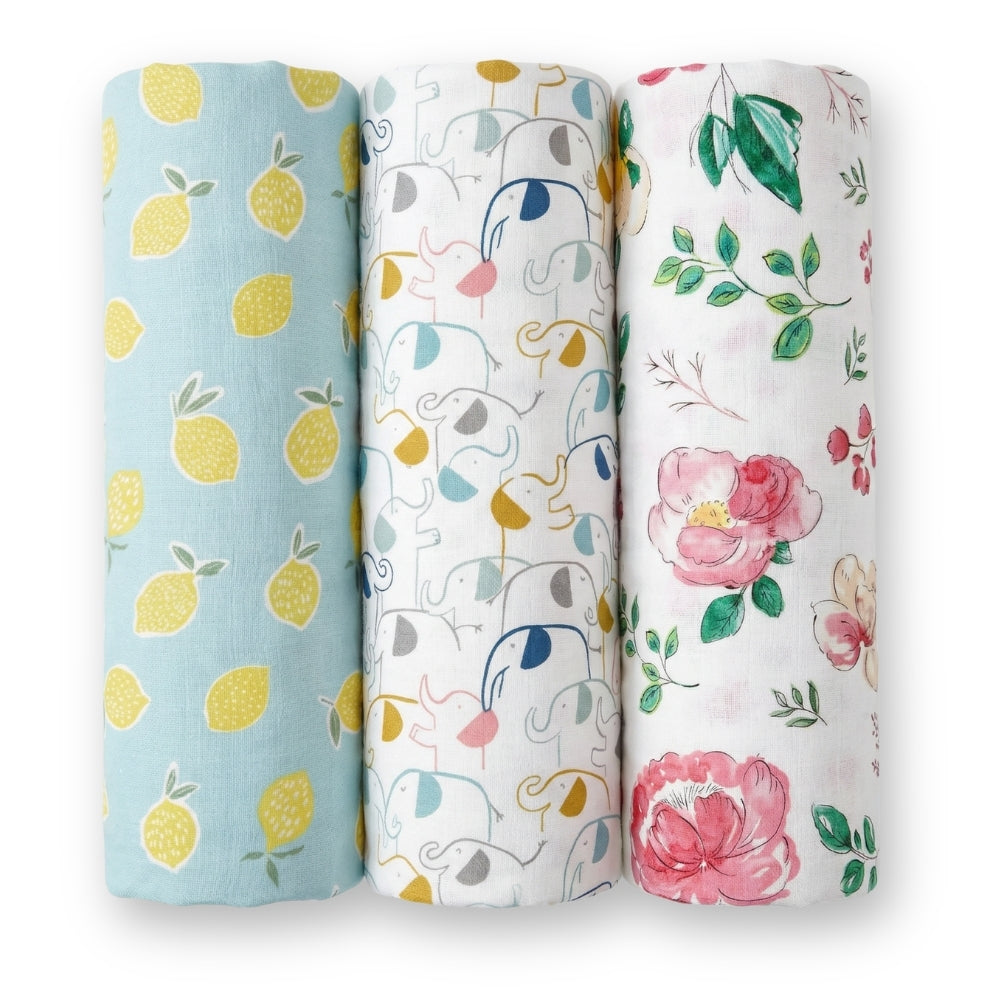 Little Sunshine Collection 100% Cotton Muslin Swaddle Pack Of 3