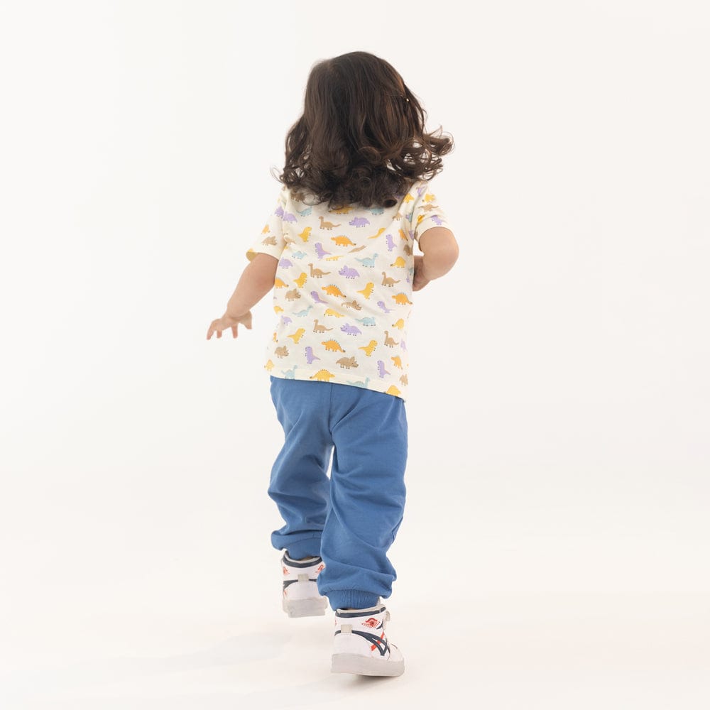 100% Cotton Half Sleeve Boy Lounge Sets, Blue-White