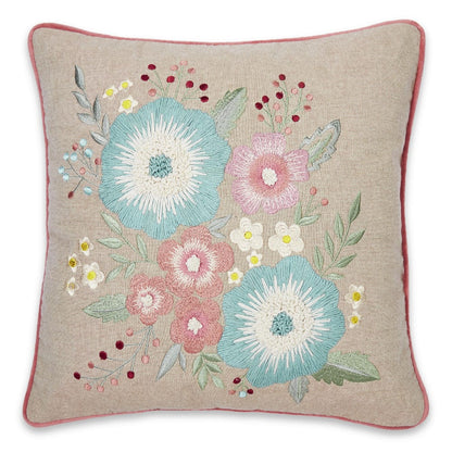 Embroidered Decorative Cushion Cover, Floral Bunch