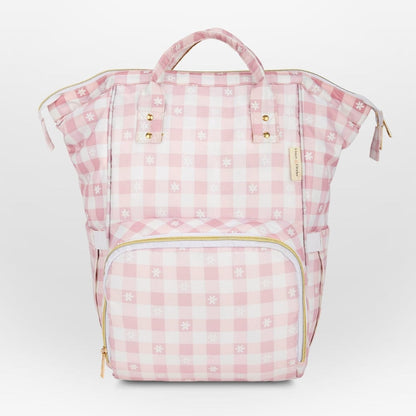 Chic Diaper Bag Backpack for New Parents (Capacity - 20L) , Gingham Pink