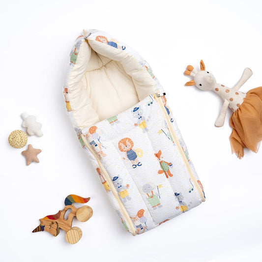 Cotton Carrier Nest / sleeping bag, Jungle Party ( Newborn - 3 Months)