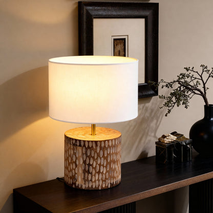 Woodland Halo Table Lamp- White Wash