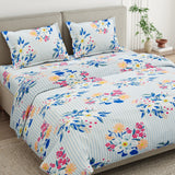 Floral Tapestry Combed Cotton King Flat Bedsheet, 186 TC