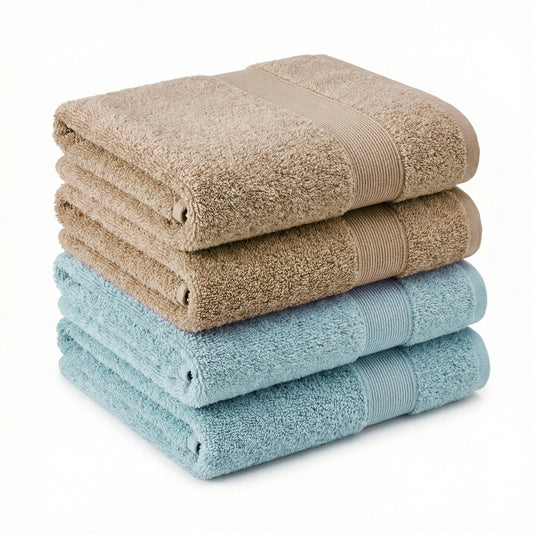100% Cotton Harmony Combed Hand Towel- Pack Of 4  (Coastal Blue, Taupe)