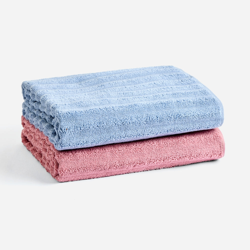 100% Cotton Allure Zero Twist Bath Towel- Pack Of 2 (Dusty Blue, Dusty Rose)