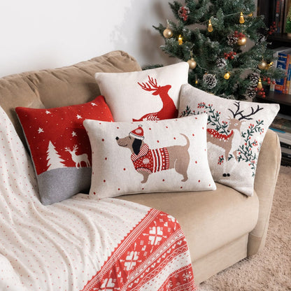 Knitted and Embroidered Decorative Cushion Cover, Winter Dream