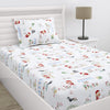 Percale 210 TC Single Flat Bedsheet- Scarlet on Adventure